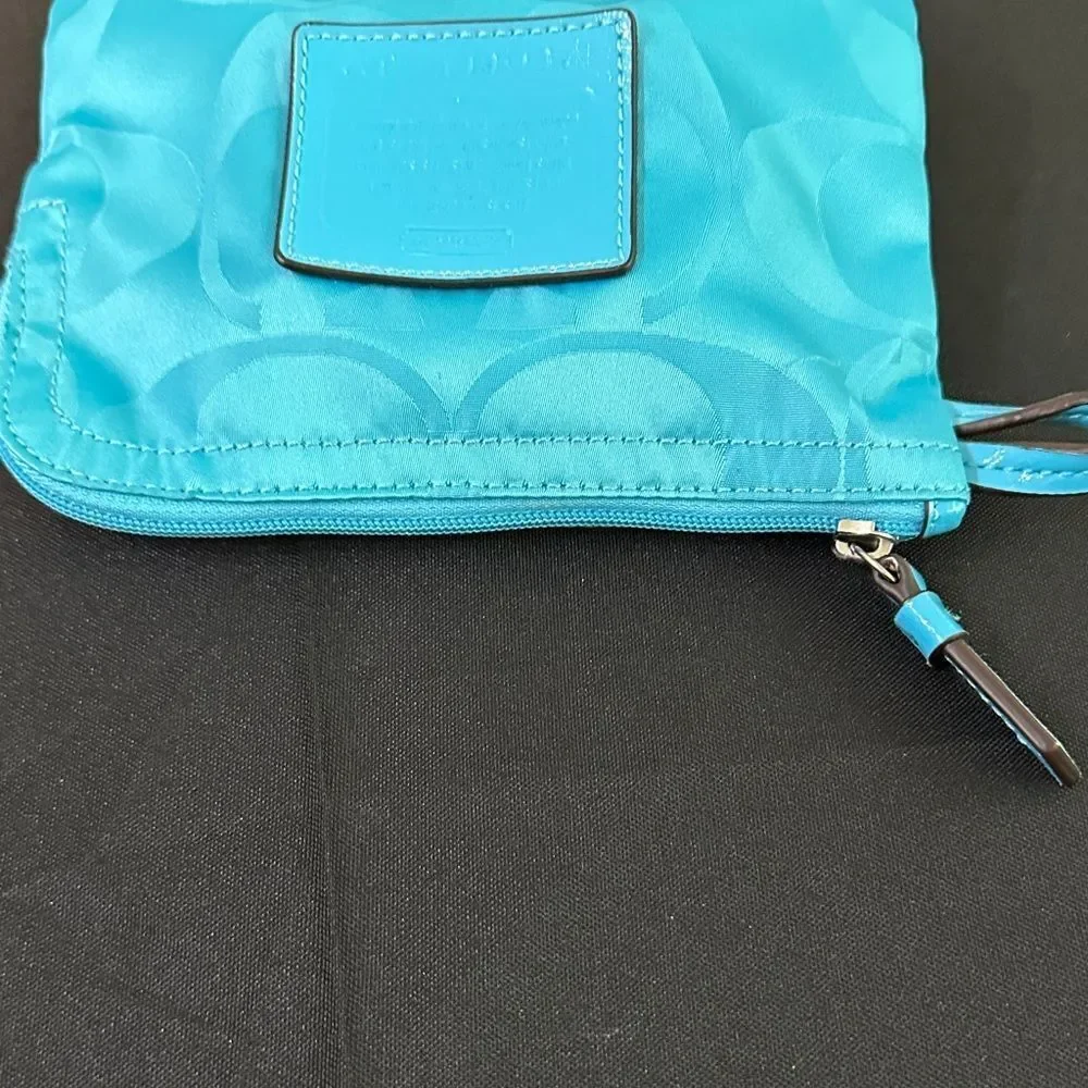 Coach Teal Logo Pouch w/ Zipper